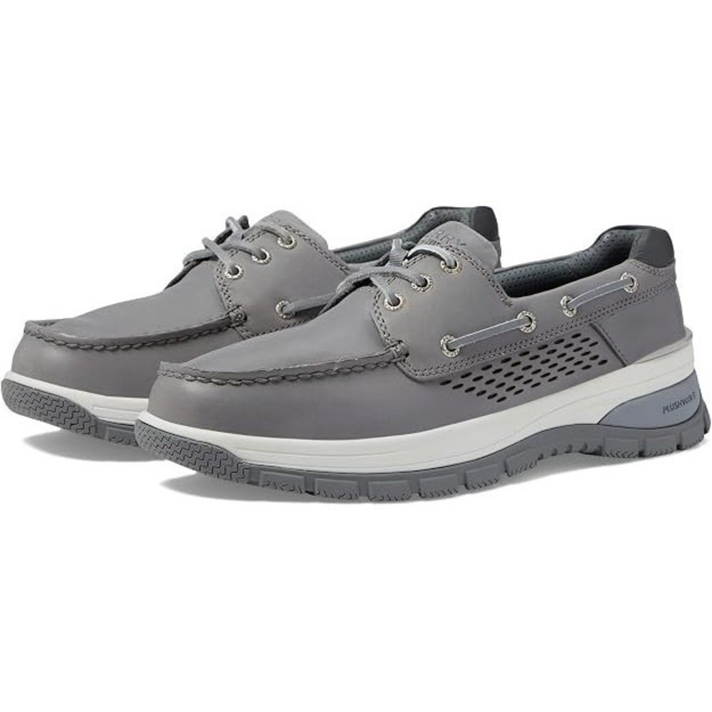 Sperry Men's Gold Billfish Plushwave Boat Shoe Low Top Lace Up Gray Leather